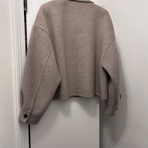 ZARA ECRU TAN MARL DOUBLE FACED WOOL BLEND JACKET COAT - Picture 5 of 5